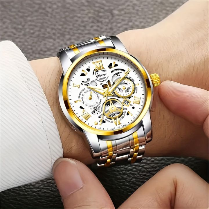 Fashionable%20Business%20Men's%20Watch%20With%20Hollow%20Design,%20Calendar%20Waterproof%20Durable%20Wrist%20Watch%20-%20Image%202