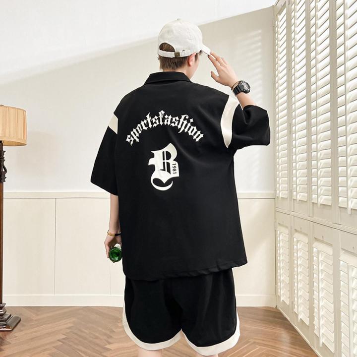 Boys Summer New Casual Suit Teen Trend Loose All-MatchingpoloShirt Two-Piece Set Male