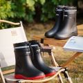 Rain boots men's rubber shoes anti slip waterproof shoes fishing shoes kitchen medium tube work shoes velvet fashion water shoes rain boots men.