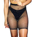 Sexy Women's Fishnet Socks Rhinestone Black Cycle Sports White Biker Shorts Pantyhose Mesh Sparkle Stockings Lingerie Half Short.