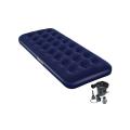 Flocked Single Air Bed Camping Mattress with Pump - Blue.
