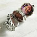 【Happy childhood memories】(New) unisex wings expanding 4 locket ball pendant necklace Memorial. 