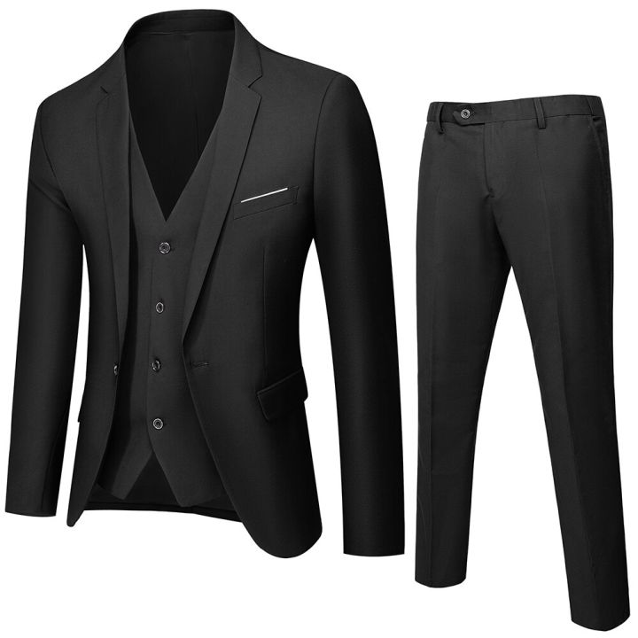 Men's Best Man Groom's Wedding Dress Suit Suit Slim Fashion Large Size Business Casual Formal Suit Three-piece Suit Men Suits