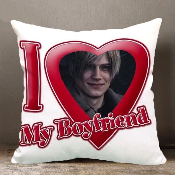 Pillows Case 45x45 50x50 Double Side Pink Pillow Cover CP Couples Boyfriend Girlfriend Heart Leon Kennedy Decorative Pillowcase