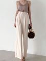 Loose Pants Women Korean Chic Summer Retro Western-style High Waist Thin All-match Straight Tube Wide-leg Trousers. 