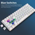 HXSJ V900 Wired 61 Keys Compact Mechanical Keyboard RGB Backlit Keyboard N-key Rollover Blue Switch Double Shot Keycaps, White. 