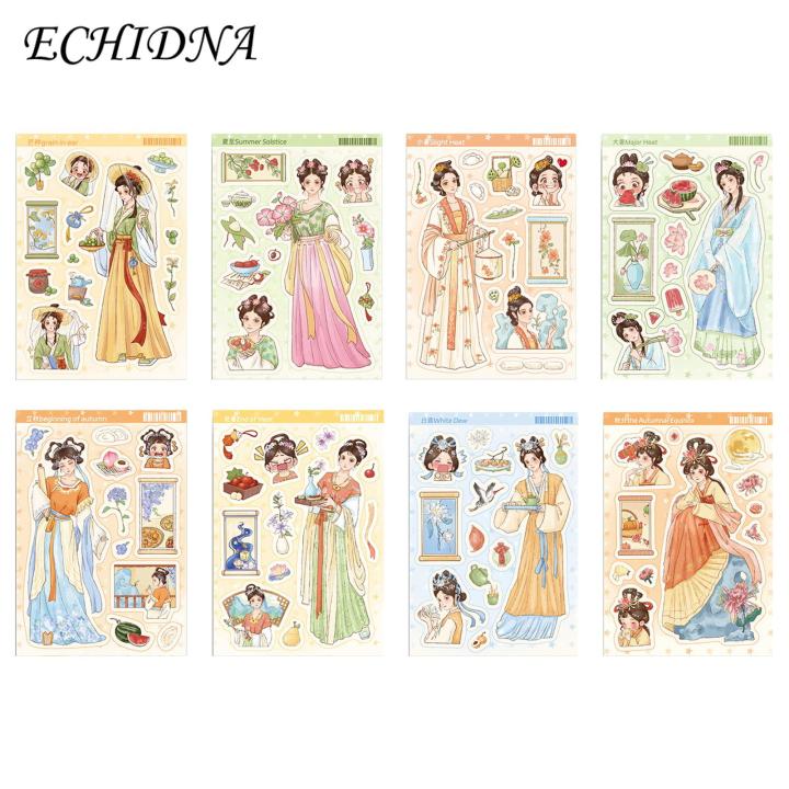Self-adhesive Girls Sticker Traditional Chinese Hanfu Girls Sticker Set Waterproof Diy Decal Kit for Phone Laptop More Buyer Friendly