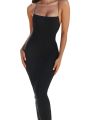 Women Elegant Long Slip Dress Summer Sleeveless Backless Solid Color Cross Spaghetti Strap Slit Bodycon Maxi Party Cocktail.