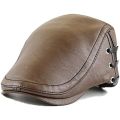 Fashion PU Leather Caps Windproof Man Beret Bandage Hat Spring Flat Cap Casquette Warm Side S Boina Masculina.