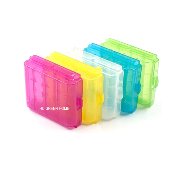 2 pcs x AA/AAA Battery Box 4-Section Hard Plastic Battery Storage Case