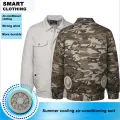 Summer Outdoor Cooling Fan Jacket Men Air Conditioning Clothing Sun-Protcetive Coat Construction Work Clothes PC124. 
