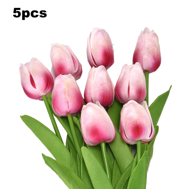 5Pcs/set%20Artificial%20Tulips%20Lifelike%20Realistic%20Plastic%20Faux%20Silk%20Floral%20Simulation%20for%20Home%20-%20Image%207