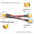 XT60 Parallel Battery Connector 1 Male to 2 Female Cable Dual Extension Y Splitter 14AWG Silicone Wire for RC Battery Easy to Use. 