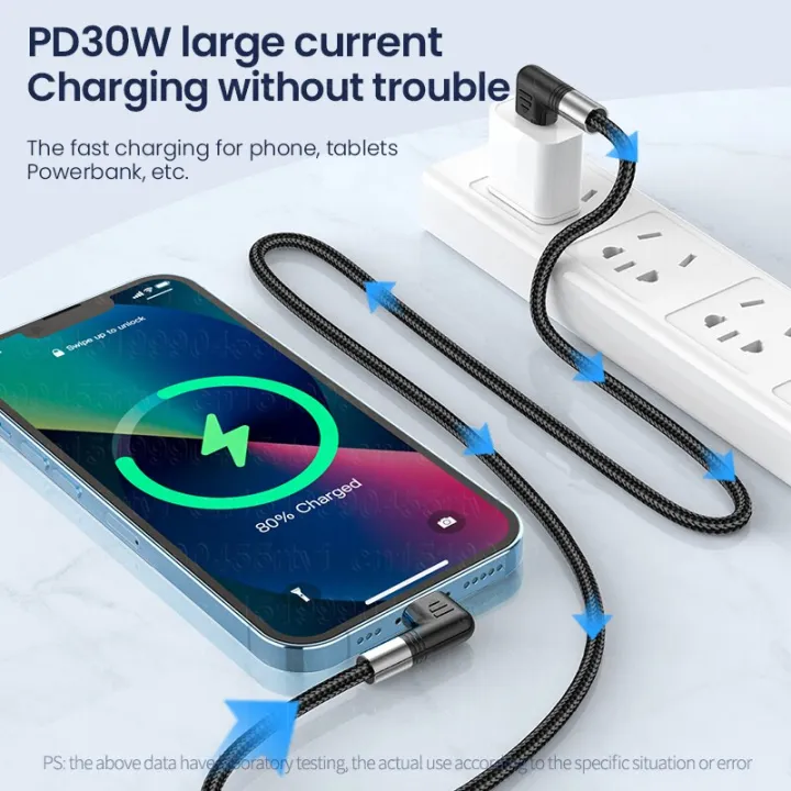 Double%20Elbow%20PD30W%20USB%20C%20Fast%20Charging%20Cable%20for%20iPhone%2014%2013%2012%20Pro%20Max%20Mobile%20Phone%20Origin%20Charger%20Cable%20Type-C%20Data%20Wire%202M%20-%20Image%204