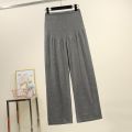 Pregnant women summer thin cotton wide legs pants loose maternity abdomen trousers high waist pregnancy full length belly pants.