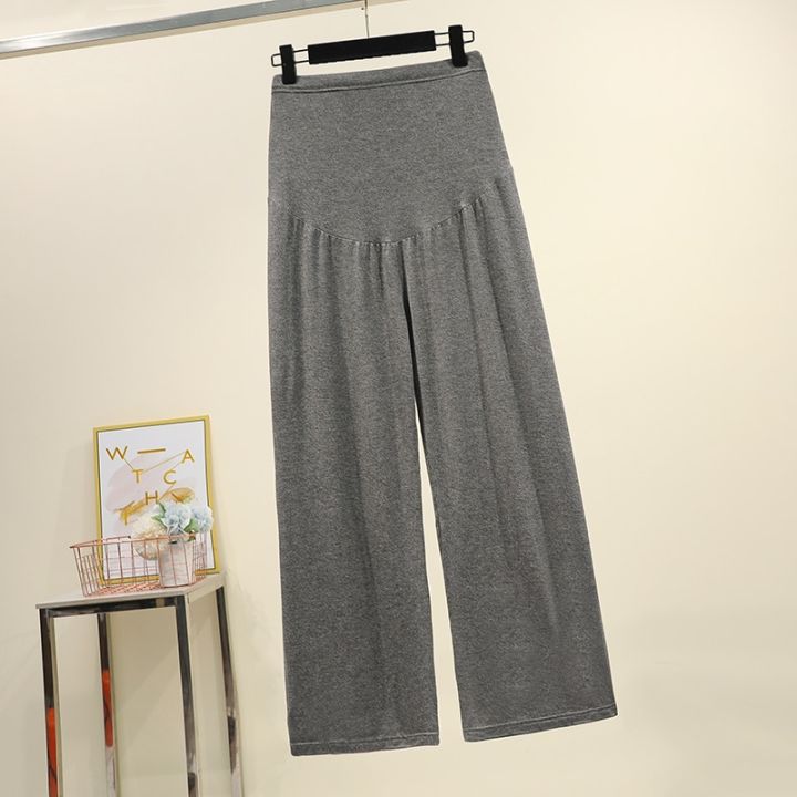 Pregnant%20women%20summer%20thin%20cotton%20wide%20legs%20pants%20loose%20maternity%20abdomen%20trousers%20high%20waist%20pregnancy%20full%20length%20belly%20pants%20-%20Image%206