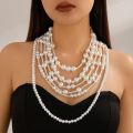 Luxury Multilayer Imitation Pearl Choker Necklace Set for Women Bride Beaded Necklace Wedding Jewelry Neck Accessories. 