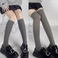 Japanese Preppy Style Women Girls Calf Socks Harajuku Lolita Opaque Solid Color Light Gray Student Over Knee High Tube T8NB. 