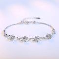 Authentic S925 Sterling Silver Crystal Vintage Plum Blossom Flower Bracelet Bangle For Women Girl Lady Wedding Birthday Gift.