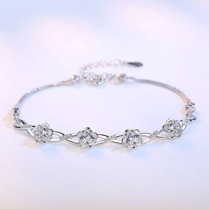 Authentic%20S925%20Sterling%20Silver%20Crystal%20Vintage%20Plum%20Blossom%20Flower%20Bracelet%20Bangle%20For%20Women%20Girl%20Lady%20Wedding%20Birthday%20Gift%20-%20Image%203