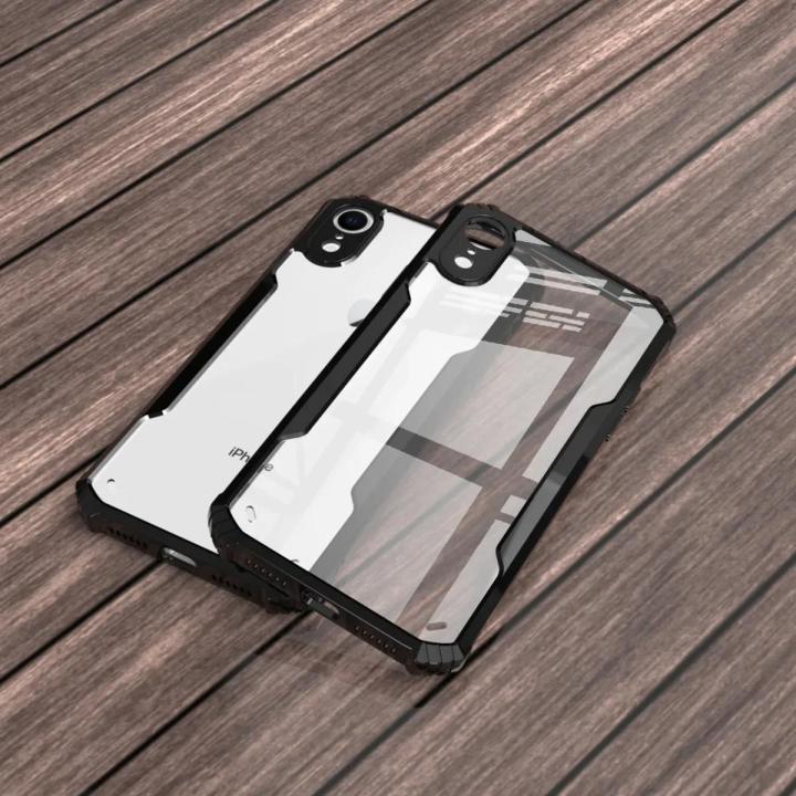 Iphone xr এর জন্য মোবাইল কভার এজ-রিইনফোর্সড শকপ্রুফ কুশন ব্যাক ক্লিয়ার ...