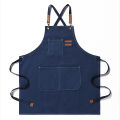 Men Women Thick Canvas Denim Bib Apron Kitchen Cooking Workshop Heavy Work Apron.