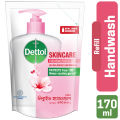 Dettol Handwash Skincare 170ml Refill, pH-Balanced Liquid Soap with Moisturizers. 