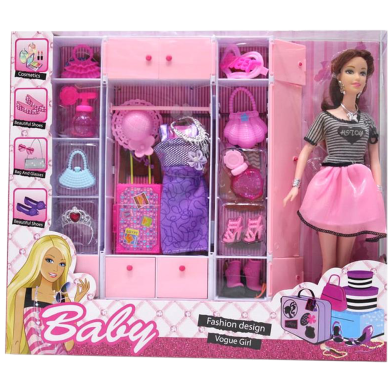 12 inch Barbie Doll Pretend Play Fashion Set with Handbag, Hat, Shoes,  Suitcase, Dresses and jewellery Dress Change Doll Doll
