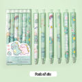 6PCS/Set Cute Cartoon Press Kawaii Pen Student Stationery Black Ball Point Pens Students Writing Tool. 