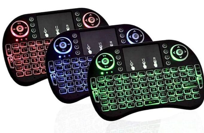i8-B Wireless Backlit Mini Keyboard With Touch-pad RGB Keyboard- Black