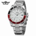 WINNER Automatic Mechanical Watch Business Casual Waterproof Luminous Calendar Hollow Steel Strap Watch Men's 8066. 