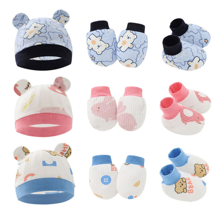 %E3%80%90In-Stock%E3%80%91%203pcs%20Newborn%20Baby%20Hat%20Mitten%20Booties%20Set%20Cartoon%20Printing%20Infant%20Beanie%20Cap%20Mittens%20Set%20For%200-6%20Months%20Baby%20-%20Image%202