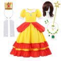 Peach Princess Dress Girl 2-10 Years Daisy Cosplay Costume Rosalina Clothes Children Birthday Theme Party Carnival Outfit.