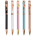 Pink Cherry Blossom Pen Rose Flower Pen Metal Ballpoint Pen Cute Rotary Ball Pens Business Signature Pens Office School Writing Supplies.
