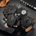 Men Quartz Sports Watch Multifunction Dual ime Zones Compass Wrist Watch.