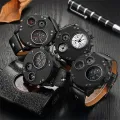 Men Quartz Sports Watch Multifunction Dual ime Zones Compass Wrist Watch. 