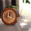Wooden Desk & Table Analog Clock Made Of Pine(Dark). 