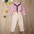 Baby Kids Boys Outfit Clothes Striped Flower Bow Tie Gentleman Suit. 