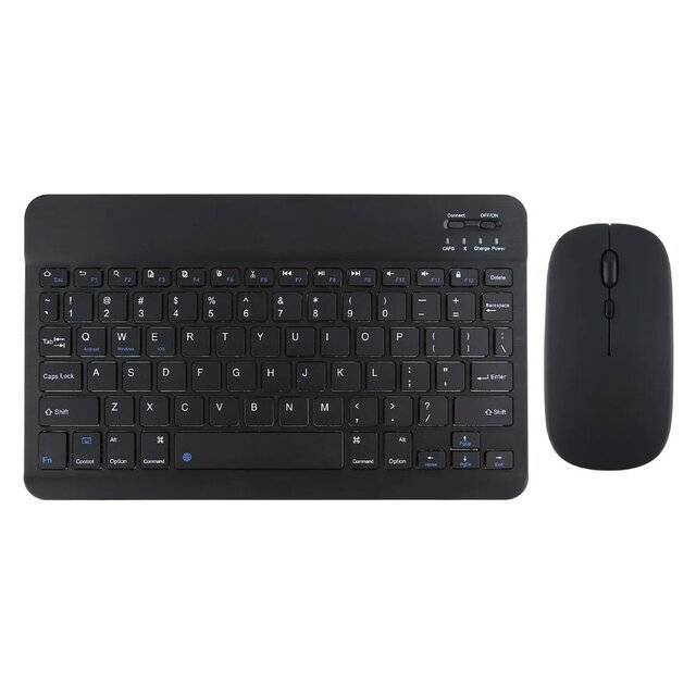 Wireless Keyboard and Mouse Set: Compact Bluetooth Keyboard (Rechargeable) with Matching Mouse. English Ergonomic Design for a Comfortable Experience on iPad, Tablets, Phones, Laptop, Android, iOS, and Windows