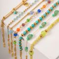 Uworld Stainless Steel Chain Handmade Anklets Bangle for Women Multicolor Mix Natural Stone Fashion Jewelry Wholesale.