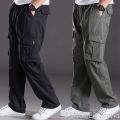 Spring and summer thin section casual pants men plus size multi-pocket men's trousers oversize pants overalls men's elastic.