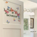 Beautiful Butterfly Flower Wall Stickers Toilet Bathroom Door Decoration Mural Home Decor Self-adhesive Beautify Wallpaper Fayshow. 