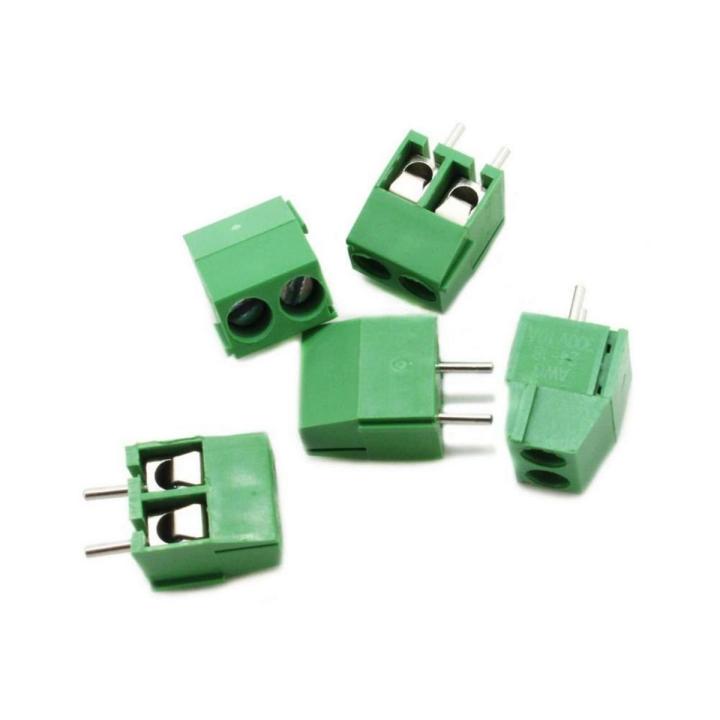 5Pcs- 2 Pin GREEN Color KF301-2P 2 Pin Connector PCB Mount Straight Screw Terminal Block 2 Pin Cable Connector 5.08mm Pitch Socket PCB Screw Connectors 2 Way