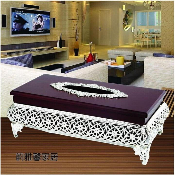 European-style classical luxury high-end tissue box gold-plated pumping tray gift tissue holder