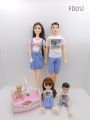 【The road to happiness Store】5-person Family Doll Set Mom / / Baby / Kelly / Cart Girl Toy Fashion Pregnant Women Doll Child Toy Birthday Gift D. 