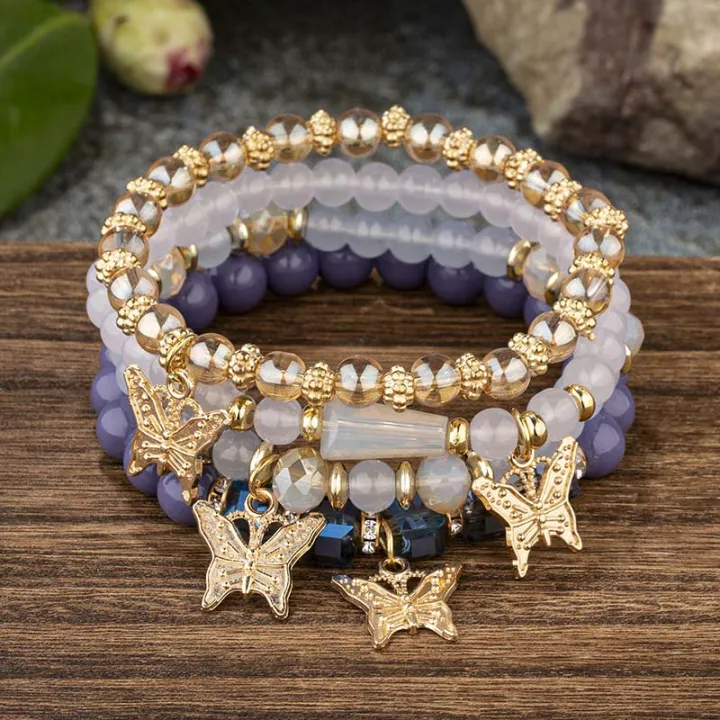 4Pcs%20Bohemian%20Butterfly%20Charm%20Bracelet%20Set%20For%20Women%20Crystal%20Beads%20Chain%20Bangle%20Female%20Fashion%20Party%20Jewelry%20Gift%20-%20Image%204
