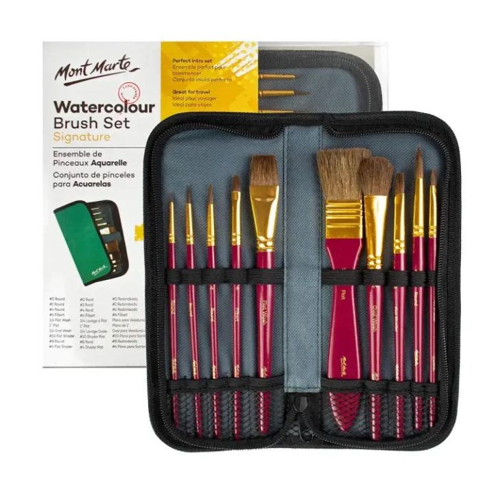 Mont marte water color Brush set with wallet - 11 pcs brush and wallet