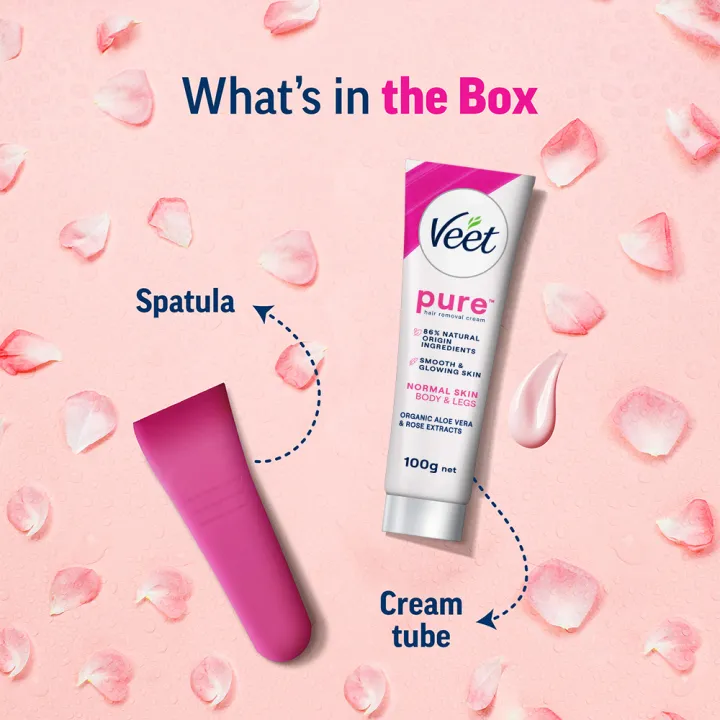 Veet%20Pure%E2%84%A2%20Hair%20Removal%20Cream%20100g%20Normal%20Skin%20for%20Body%20&%20Legs,%20Freshest%20Smell%20with%20With%20Organic%20Aelo%20Vera%20and%20Rose%20Extract,%20Dermatologically%20Tested%20-%20Image%206