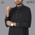 GoodMan Premium Quality Black Color Semi Long Panjabi for Men.. 