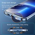 360°Full Protection Metal Magnetic Double Sided Glass Snap Lock Case For iPhone 15 Pro Max 14 12 11 13 Pro Max Plus Bumper Cover. 